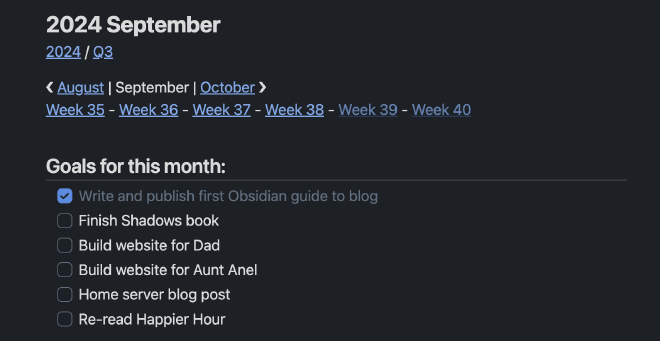 Monthly note template